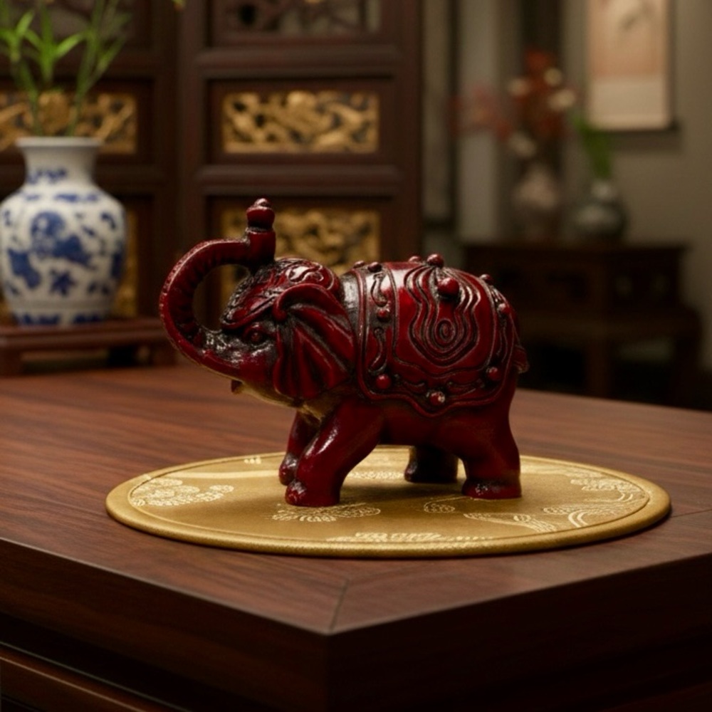 VTG ~ Mini Red Cinnabar Elephant. Heavy